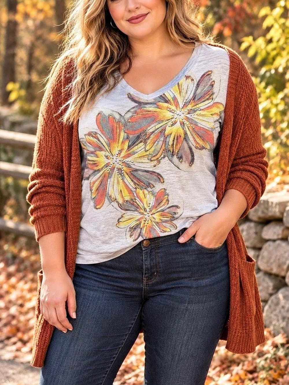 Daisy Fuentes - Floral Short Sleeve Top Size Large